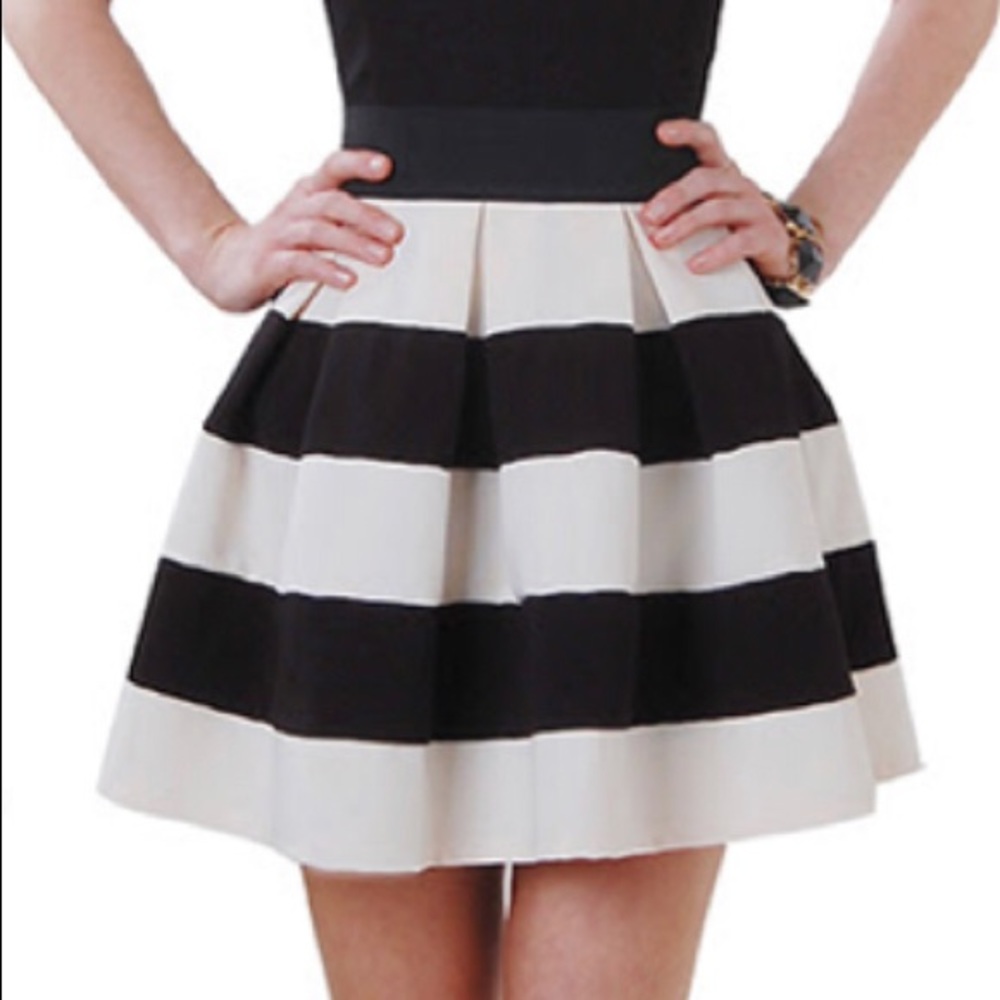 Humble Chic NY Black/Cream Stripe High Waist Skirt